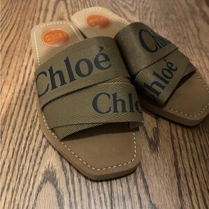 Chloe Olive and Tan Sandals